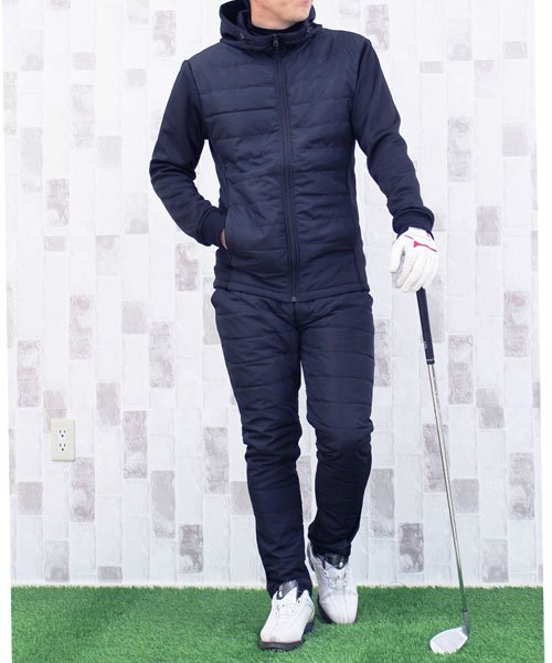 TopIsm(トップイズム)/ゴルフウェア セットアップ メンズ 上下セット ダウンジャケット ゴルフパンツ 暖か裏起毛シャギーボア 防寒 ストレッチジャージ スタンド パーカー スポーツ/img21