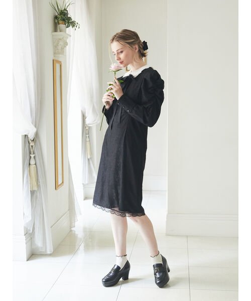 Maison de FLEUR Petite Robe(メゾンドフルール　プチローブ)/リボン襟付きレースワンピース/img14