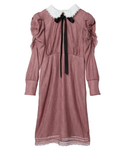 Maison de FLEUR Petite Robe(メゾンドフルール　プチローブ)/リボン襟付きレースワンピース/img23