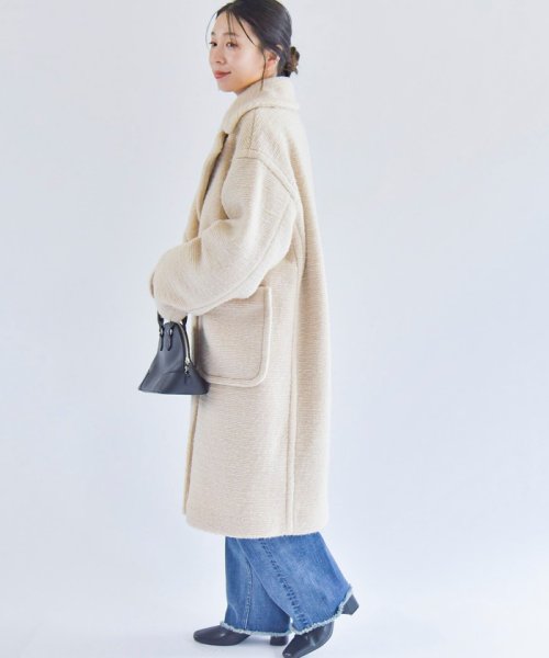 quaranciel: フラッフィー ビッグカラー ロング コート quaranciel フラッフィー ONE SIZE