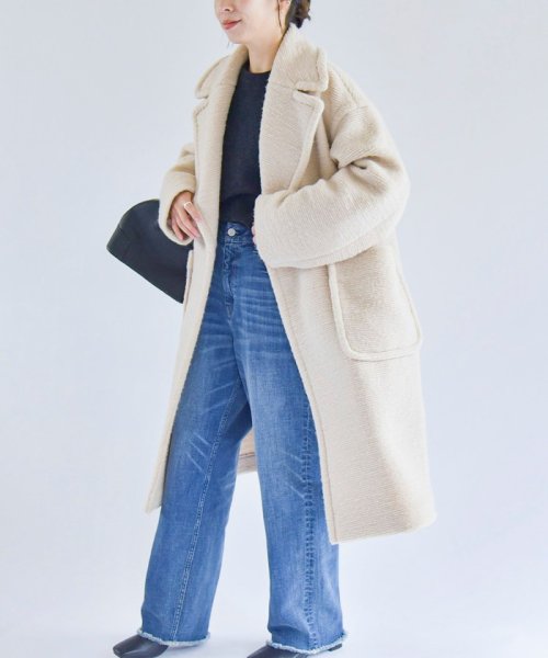 quaranciel: フラッフィー ビッグカラー ロング コート quaranciel フラッフィー ONE SIZE