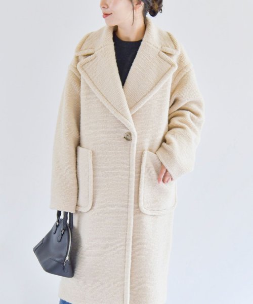 quaranciel: フラッフィー ビッグカラー ロング コート quaranciel フラッフィー ONE SIZE