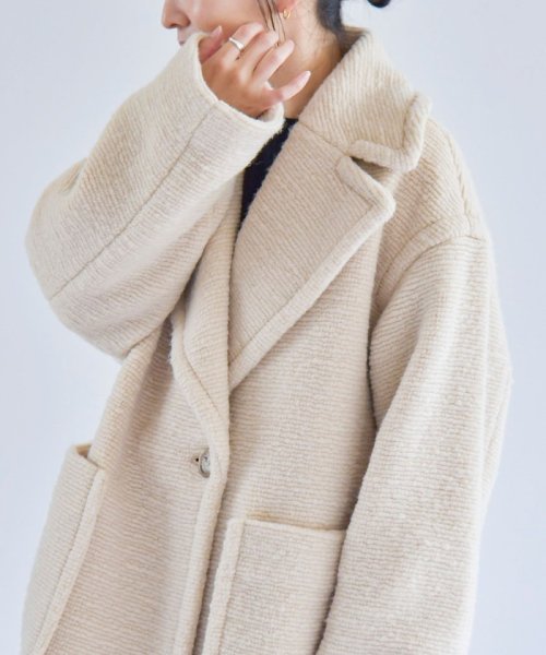 quaranciel: フラッフィー ビッグカラー ロング コート quaranciel フラッフィー ONE SIZE