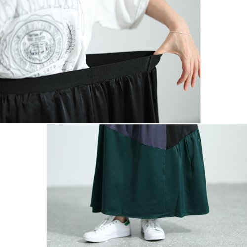GOLD JAPAN(ゴールドジャパン)/大きいサイズ レディース ビッグサイズ サテン切り替え配色スカート/img06