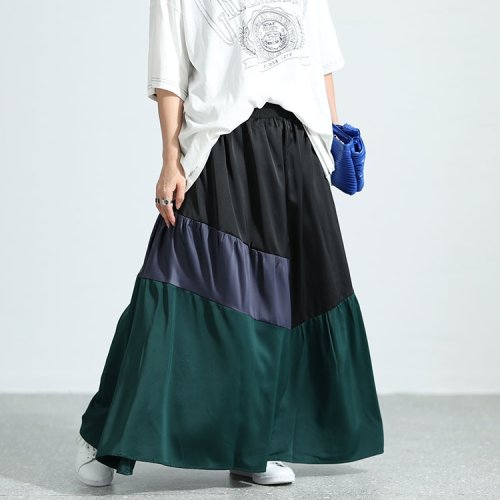 GOLD JAPAN(ゴールドジャパン)/大きいサイズ レディース ビッグサイズ サテン切り替え配色スカート/img12