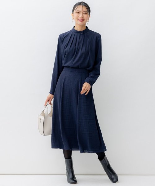 【洗える】バックサテンアムンゼン千鳥プリント スカート 