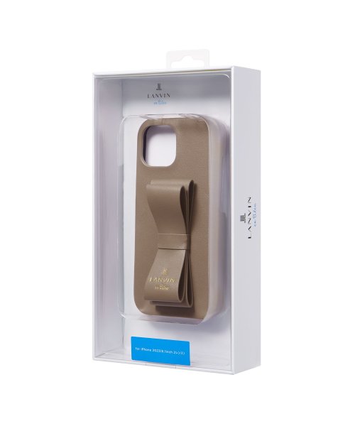 LANVIN en Bleu(Smartphone case)(ランバンオンブルー（スマホケース）)/Slim Wrap Case Stand & Ring Ribbon for iPhone 15 [ Greige ]/img05