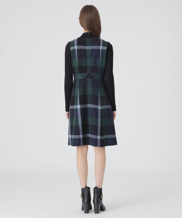 クレストブリッジチェックプラスティーヘリンボーンドレス(505649207