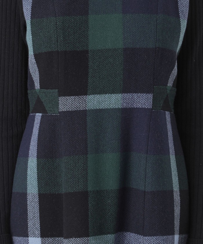 CRESTBRIDGE クレストブリッジチェックプラスティーヘリンボーンドレス BLUE LABEL CRESTBRIDGE（ブルーレーベルクレストブリッジ）の