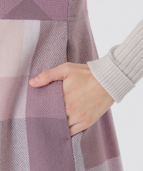 クレストブリッジチェックプラスティーヘリンボーンドレス(505649207  