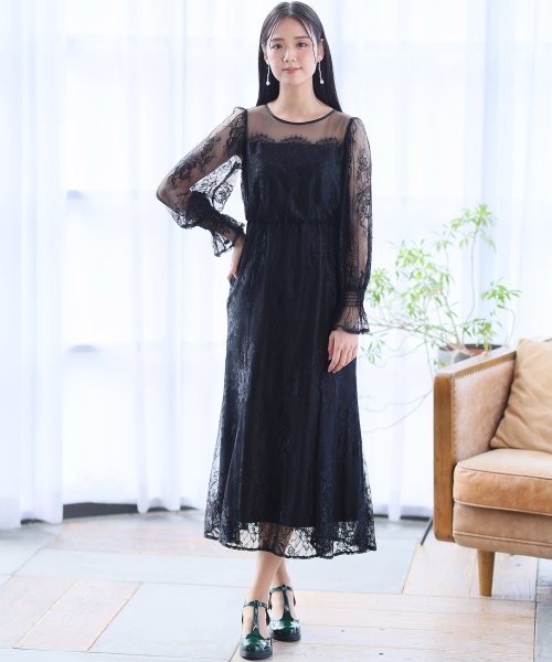 シアーレースAラインワンピース 