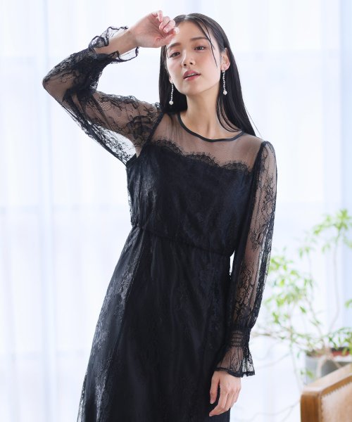 シアーレースAラインワンピース 