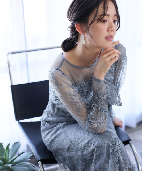 シアーレースAラインワンピース 