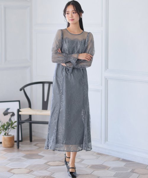シアーレースAラインワンピース 