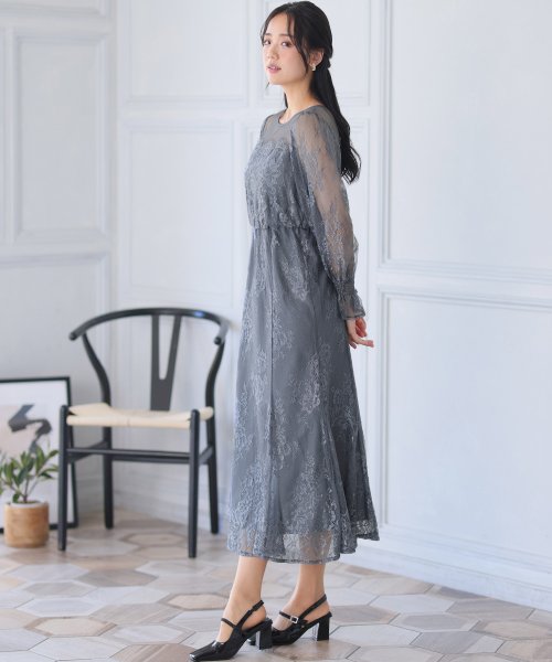 シアーレースAラインワンピース 