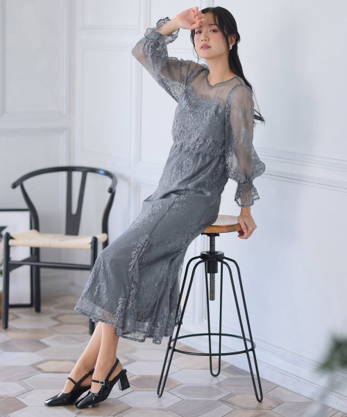 シアーレースAラインワンピース 