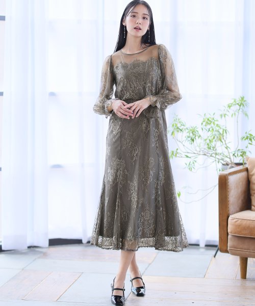 シアーレースAラインワンピース 