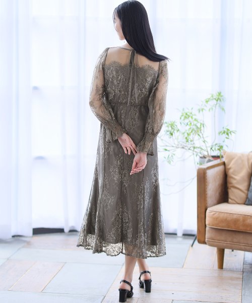 シアーレースAラインワンピース 