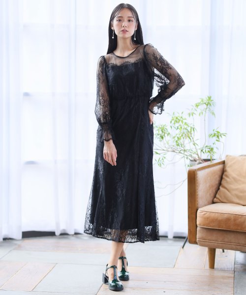 シアーレースAラインワンピース 