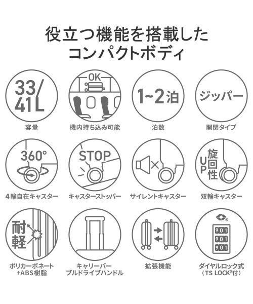 ace.TOKYO(エーストーキョー)/エーストーキョー ace.TOKYO スーツケース パリセイド3－Z キャリーケース ジッパータイプ 拡張 機内持ち込み TSロック ace 06917/img03