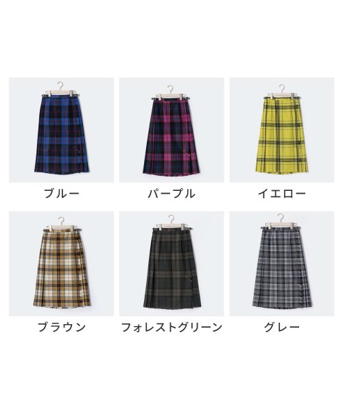 ONEIL of DUBLIN(オニールオブダブリン)/オニールオブダブリン O'NEIL OF DUBLIN 5073WP スカート レディース チェック柄 丈73cm ウール ミモレ丈 シングルベルト ラップスカ/img02