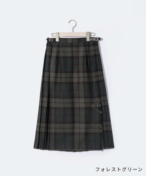 オニールオブダブリン ONEIL OF DUBLIN 5073WP スカート レディース チェック柄 丈73cm ウール ミモレ丈 シングルベルト ラップスカ D1330162760(10175円)
