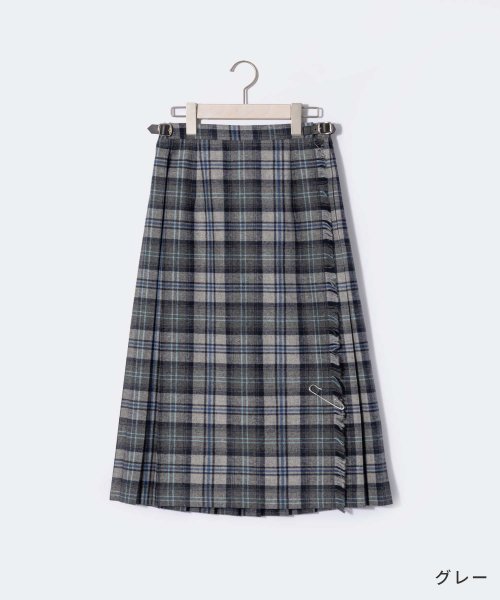 オニールオブダブリン ONEIL OF DUBLIN 5073WP スカート レディース チェック柄 丈73cm ウール ミモレ丈 シングルベルト ラップスカ D1330162760(10175円)