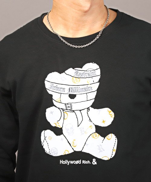 LUXSTYLE(ラグスタイル)/Hollywood rich.&(ハリウッドリッチ)パンクベアロゴプリントロンT/ロンT メンズ 長袖Tシャツ テディベア パンク プリント ラメ/img11