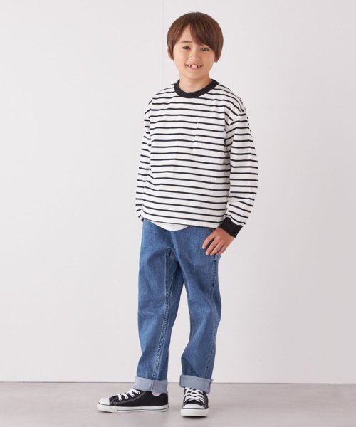 SHIPS any WOMEN(シップス　エニィ　ウィメン)/SHIPS any: リンガーネック ボーダー 長袖 ポケット Tシャツ<KIDS>/img01