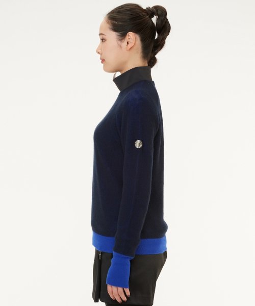 カシミヤ×ポリエステルクルーネックセーター 