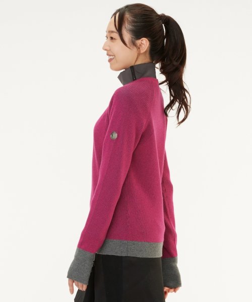 カシミヤ×ポリエステルクルーネックセーター 