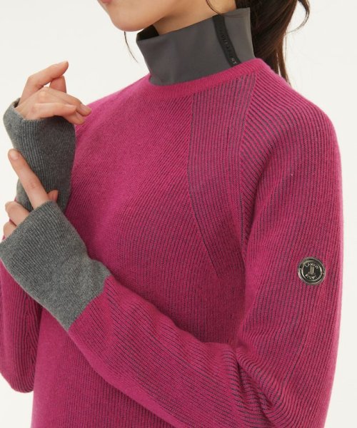 カシミヤ×ポリエステルクルーネックセーター 