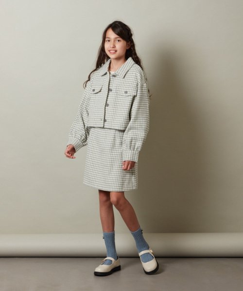 a.v.v(KID'S)(アー・ヴェ・ヴェキッズ)/[120－130]【セットアップ対応】シャギーチェックショートジャケット/img24