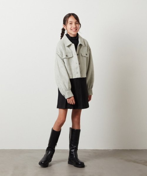 a.v.v(KID'S)(アー・ヴェ・ヴェキッズ)/[140－150]【セットアップ対応】シャギーチェックショートジャケット/img22