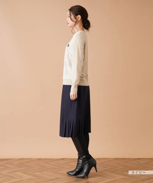 プリーツヘム切替スカ－ト 