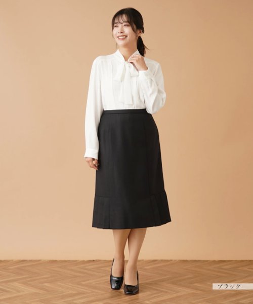 プリーツヘム切替スカ－ト 