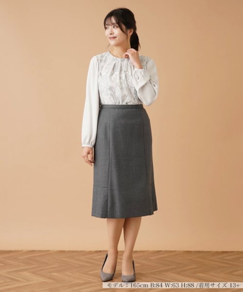 プリーツヘム切替スカ－ト 