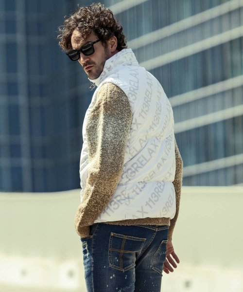 1PIU1UGUALE3 RELAX(ウノピゥウノウグァーレトレ リラックス)総柄ダウンベスト シップス　メン/SHIPS: ウールファブリック ダウン ジャケット ZYX1530257996(11736円)