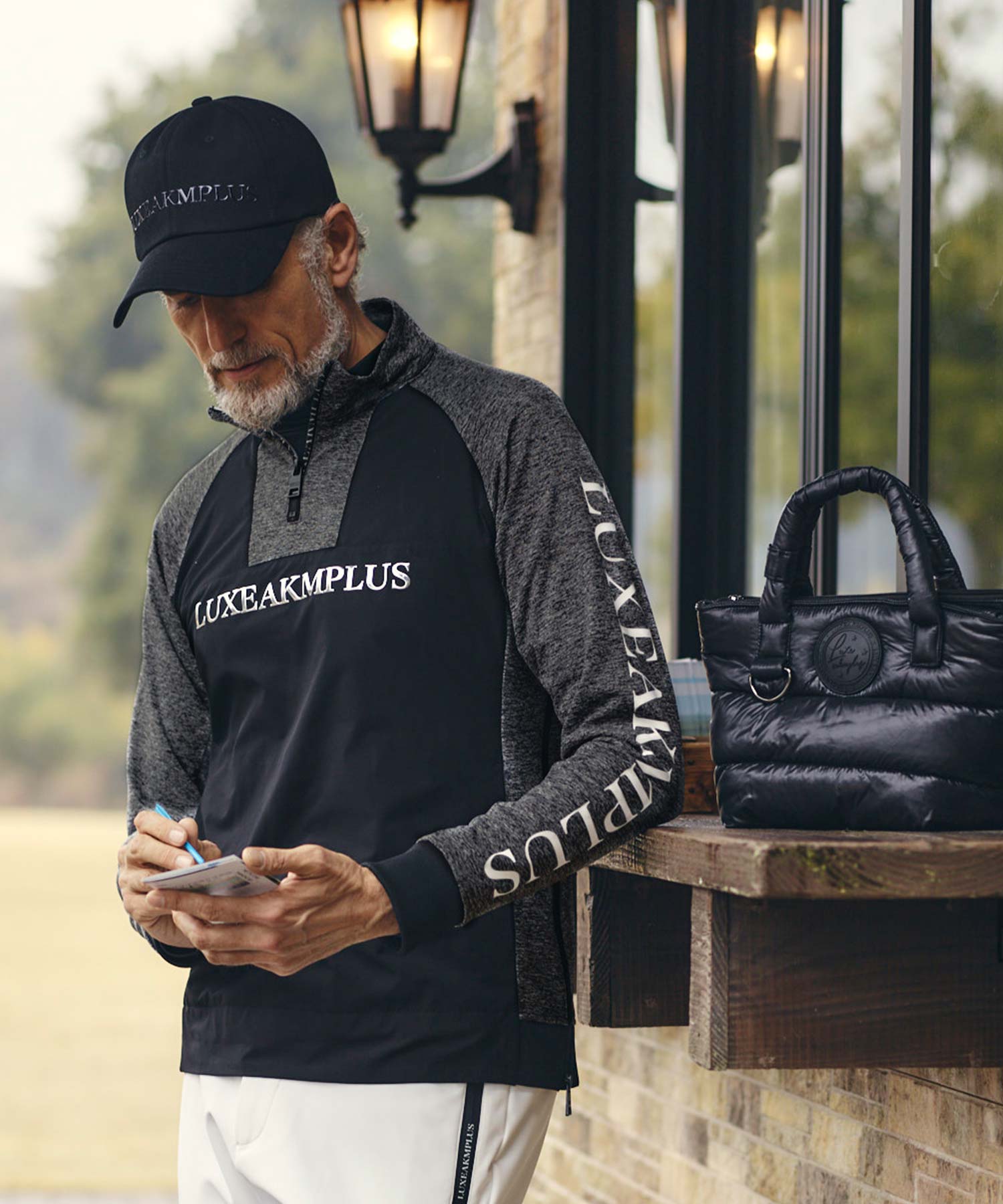 LUXEAKMPLUS(リュクスエイケイエムプラス)ゴルフ ハーフジップ防風モッ