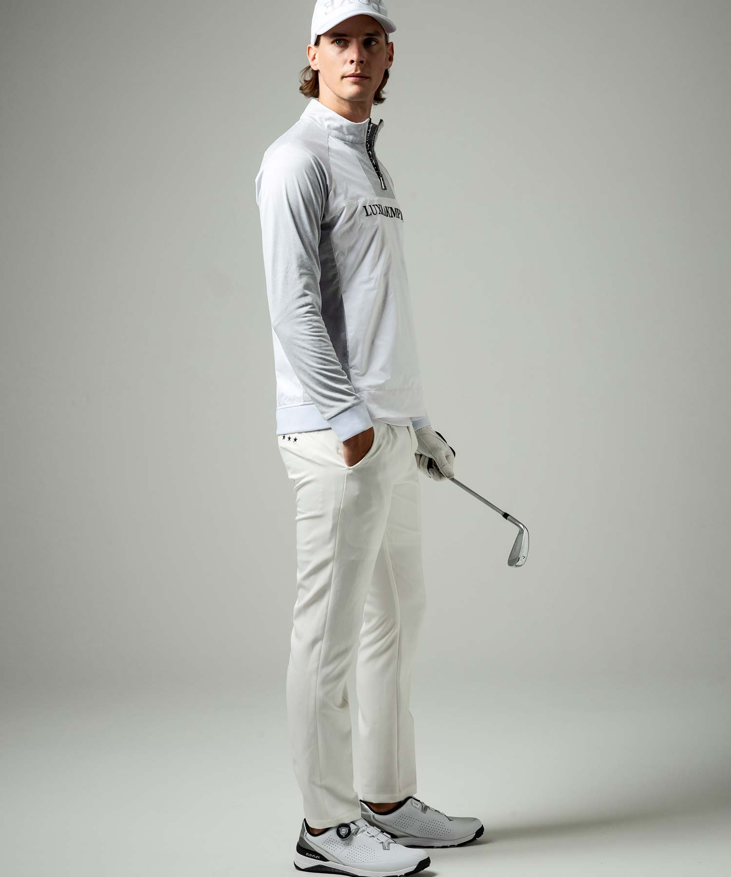 LUXEAKMPLUS(リュクスエイケイエムプラス)ゴルフ ハーフジップ防風モッ