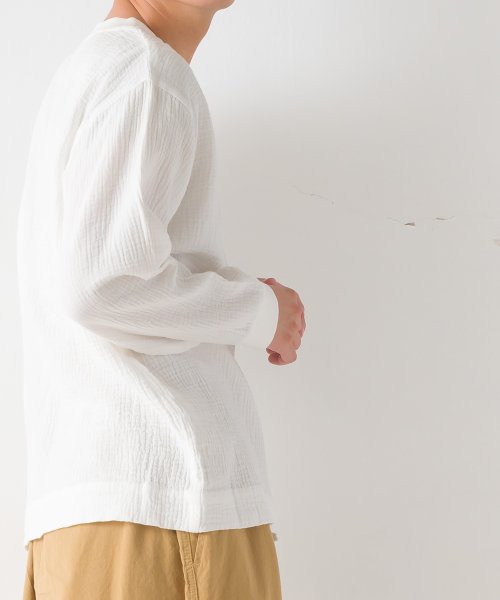 OMNES(オムネス)/【OMNES】メンズダブルガーゼポケット付き長袖Tシャツ/img02