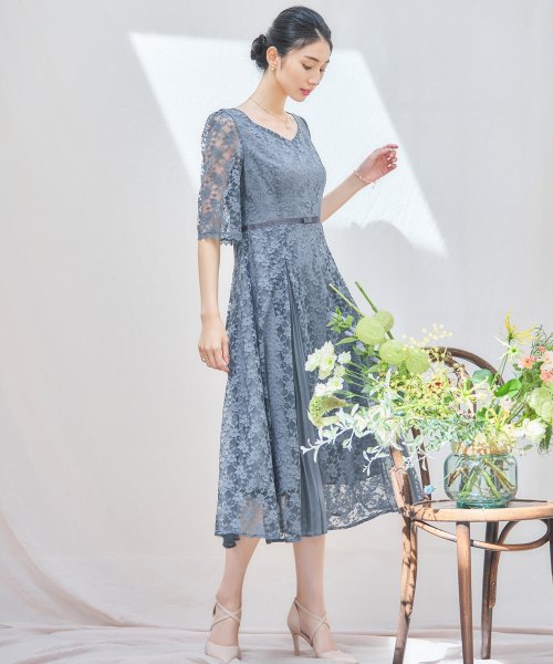 DRESS+(ドレス プラス)/ワンピース ドレス レースミモレ丈 総レース 結婚式/img20