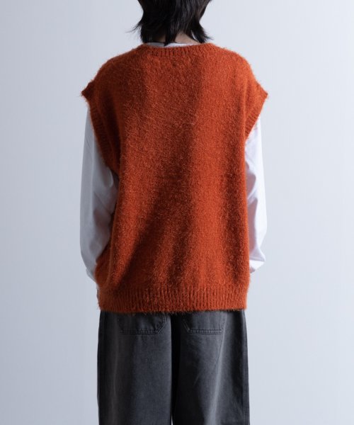 Nylaus select(ナイラスセレクト)/Shaggy Solid/Border Loose V－neck Knit Vest / シャギー 無地/ボーダー柄 ルーズ Vネック ニットベスト/img20