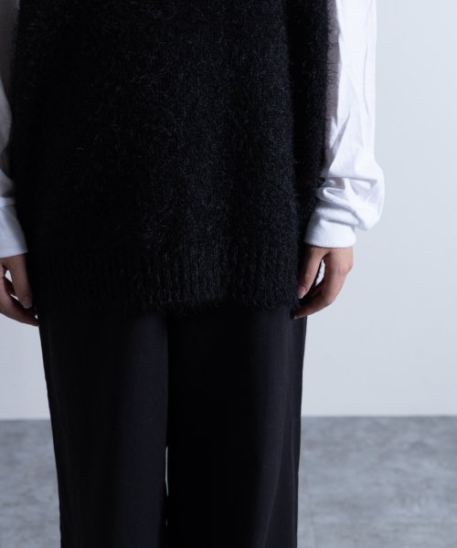 Nylaus select(ナイラスセレクト)/Shaggy Solid/Border Loose V－neck Knit Vest / シャギー 無地/ボーダー柄 ルーズ Vネック ニットベスト/img46