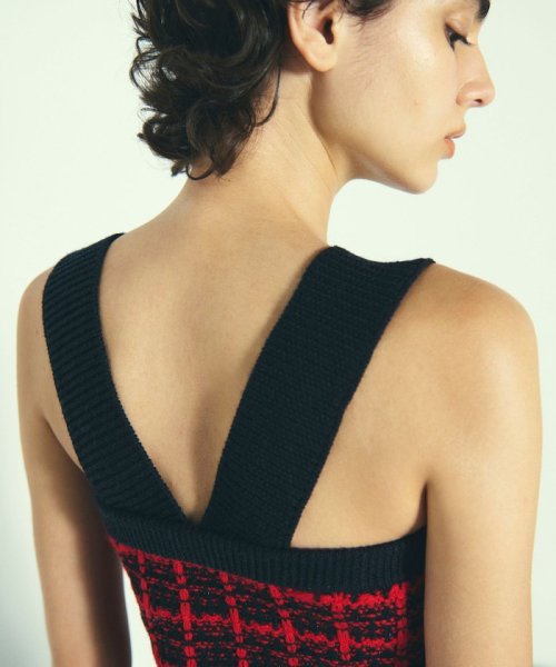 チェックニットビスチェ 