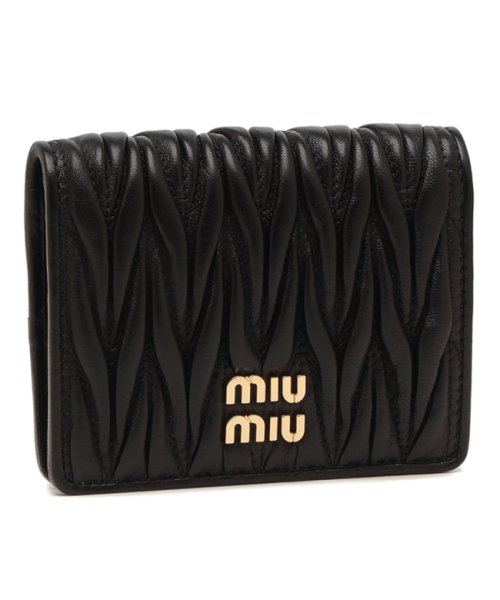 MIUMIU(ミュウミュウ)/ミュウミュウ 二つ折り財布 マテラッセ ミニ財布 ブラック レディース MIU MIU 5MV204 2FPP F0002 MATELASSE NERO ロゴ/img01