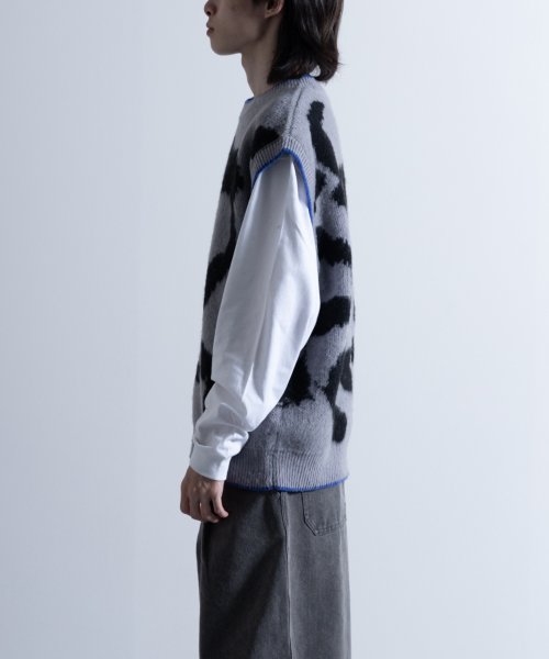Nylaus(ナイラス)/Mohair Like Whole Pattern Loose Knit Vest / モヘアライク 総柄 ルーズ ニットベスト/img03