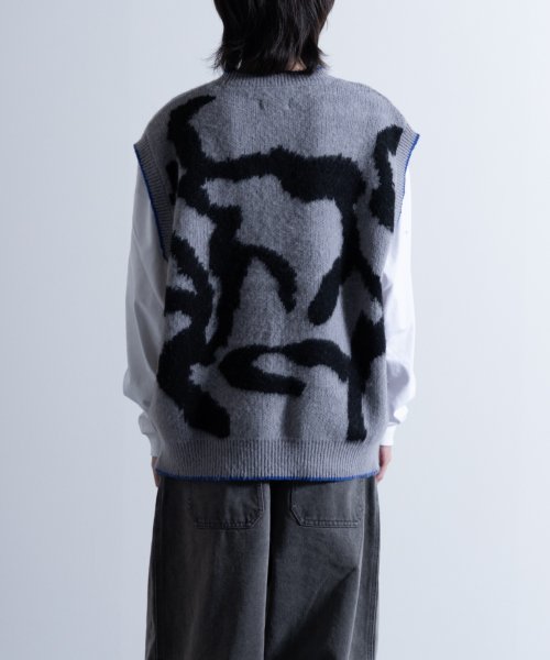 Nylaus(ナイラス)/Mohair Like Whole Pattern Loose Knit Vest / モヘアライク 総柄 ルーズ ニットベスト/img04