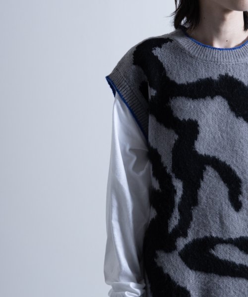 Nylaus(ナイラス)/Mohair Like Whole Pattern Loose Knit Vest / モヘアライク 総柄 ルーズ ニットベスト/img08