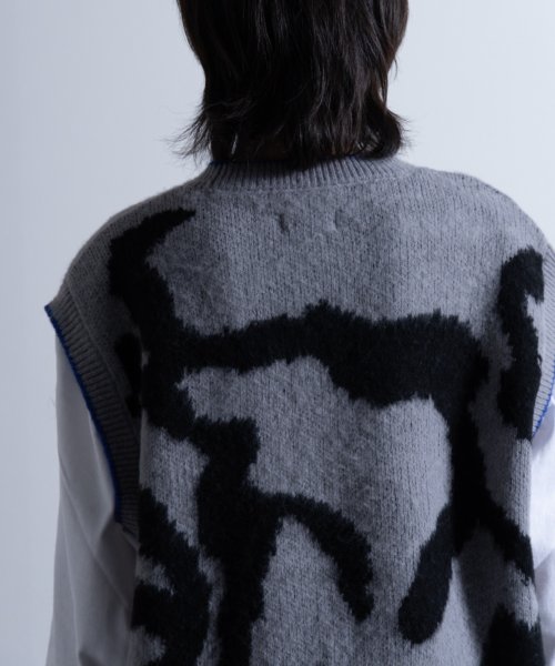 Nylaus(ナイラス)/Mohair Like Whole Pattern Loose Knit Vest / モヘアライク 総柄 ルーズ ニットベスト/img11